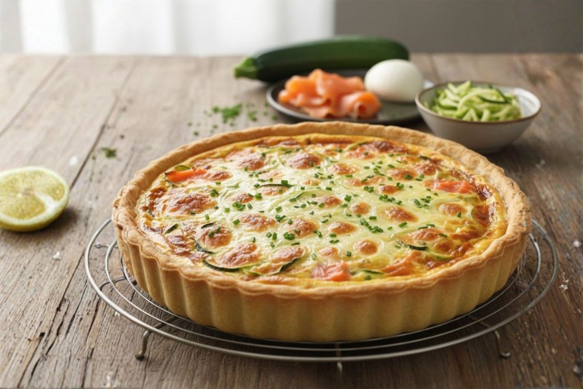 Quiche aux courgettes,saumon et mozzarella