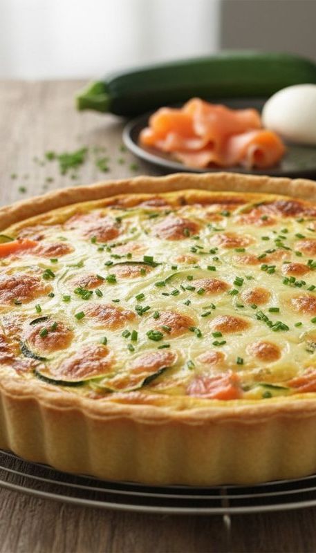 Quiche aux courgettes,saumon et mozzarella